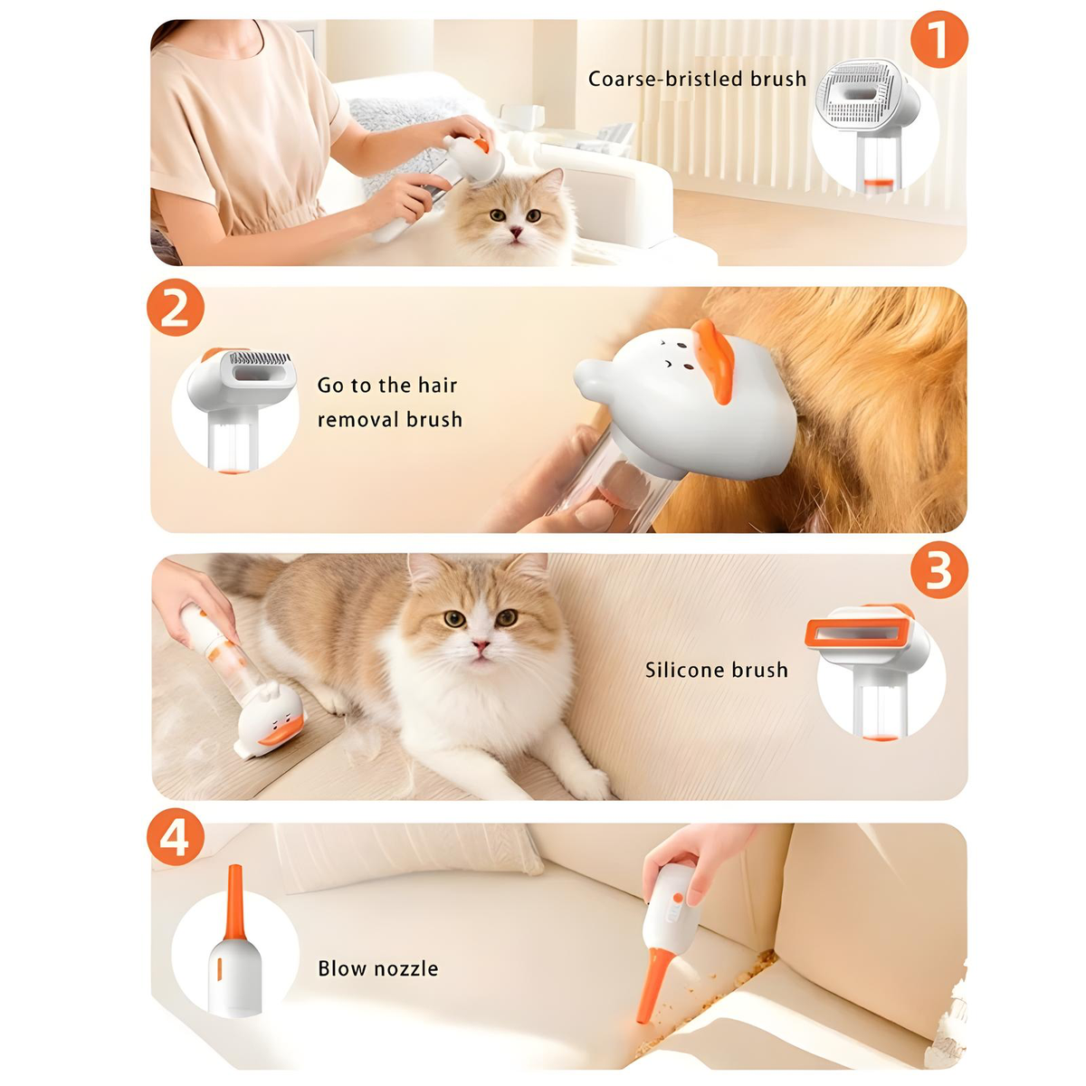 Brosse Électrique 4-en-1 Anti-Poils pour Animaux 🐾